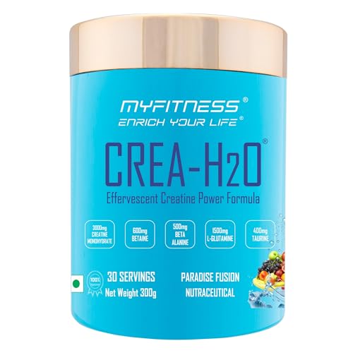 Image of Myfitness Creatine Powder Effervescent Pre Workout Power Formula | 300g | Creatine Monohydrate Powder With Betaine | Beta Alanine | L-Glutamine | Taurine | Electrolyte Blend (Paradise Fusion)