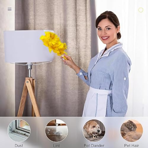 Image of 6 Pack Colored Fleece Duster Refills with 1 Long Handle, 7.3x4.7 Inch Reusable Washable Duster Refills for Cleaning Ceiling Fan Hardwoods Window Kitchen Floor for Swiffer Dusters Extended Handle