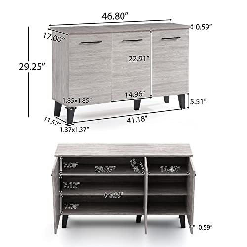 Gdfstudio Emilia Side Board Cabinet | Scandinavian, Danish, Mid Century Modern Design | Perfect For Entryway, Dining Or Living Room | Grey Oak In Color #TOP2