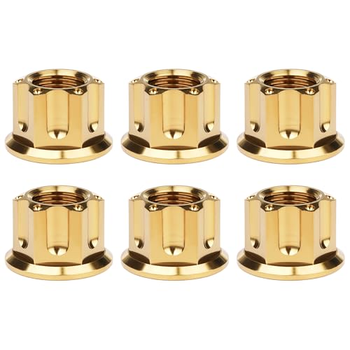 Image of Titanium M6 M8 M10 M12 M14 M16 Flange Bolt Nut Bicycle Motorcycle Rear Axle Car Modification Accessories Pack of 6 (M10 Pitch 1.5mm, Gold)