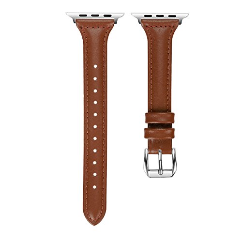 SEURE Leather Band Compatible with Apple Watch Strap 38mm 40mm 41mm 42mm 44mm 45mm,Women Men slim soft Bracelet Wristband for Series 8/7/6/5/4/3/2/1/SE - Image 3
