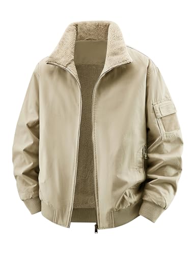 Eisctnd Men's Winter Sherpa Lined Bomber Jacket, Heavy Duty Warm