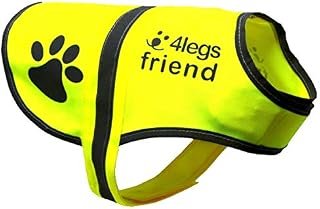 Dog Safety Yellow Reflective Vest With Leash Hole 5 Sizes - High Visibility for Outdoor Activity Day and Night, Keep Your Dog Visible, Safe From Cars & Hunting Accidents | By 4LegsFriend (Medium)