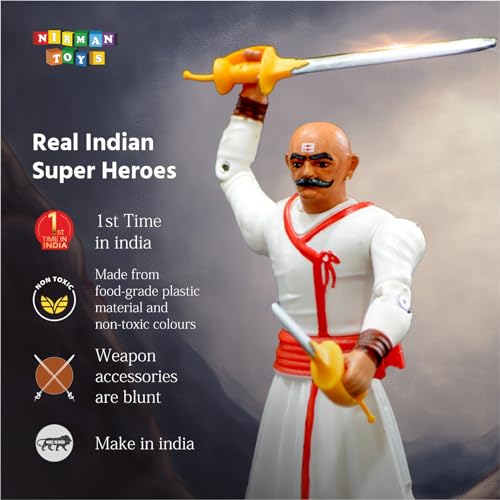 Image of Swarajyache Shiledar - The True Super Hero - 6 Inch Tall Action Figure with Accessories (Baji, White)
