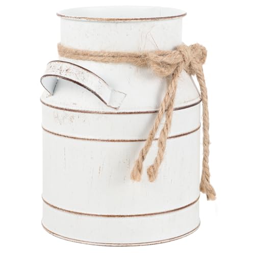 Milisten Maceta Suculenta de Hierro Galvanizado Pequeña Diseño Retro Blanco Envejecido para Jardín Interior y Decoración Rústica