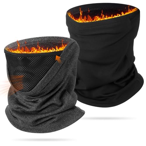 Cuffbow 2 Pack Winter Neck Gaiter Warmer for Men Women Dual-layer Breathable Thermal Neck Warmer Cover Windproof Face Cover Fleece Face Mask Scarf for Cold Weather Sport Outdoorwork Motorcycle Cycling