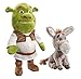 2 Piezas Anime Toy Rainbow Designs DreamWorks Shrek 30Cm Y Burro 20Cm Juego De Juguetes Suaves para Niños Regalo Suave