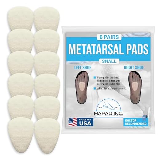Metatarsal Pads, Metatarsal Foot Pads for Pain Relief, Mortons Neuroma Pads Felt - Small,1/4 - (Pack of 6 Pairs) - Hapad