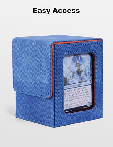 Miniatura 5 de Mtg - Caja De Mazo Con Pantalla Commander, Funda Para Más De 100 Tarjetas De Doble Manga, Caja De Almacenamiento Para Tarjetas Coleccionables Para Tcg Ptcg Sports Azul Y Naranja