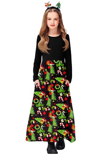Image of Deerose Girls Maxi Dress Short Sleeve Casual Long Dresses with Pockets 5-14 Years