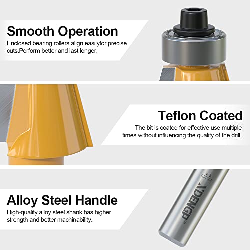 Image of 15 Degree Chamfer Router Bit with 1 Inch Cutting Length,1 /2 Inch Shank Carbide Edge Forming Bevel Router Bit with Bearing, Chamfer Bit Miter Angle Milling Cutters Tool