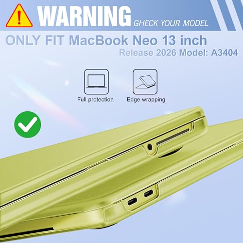 Image of May Chen Compatible with MacBook Neo 13 inch Model A3404 2026 Release, Slim & Lightweigh Frosted Finish Protective Case with Keyboard Cover&Screen Protector, Froste Citrus