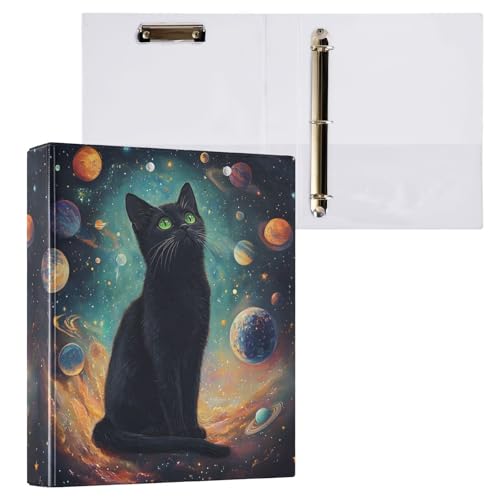 Classeur à 3 anneaux ALAZA avec motif de chat dans l'espace pour ranger vos documents