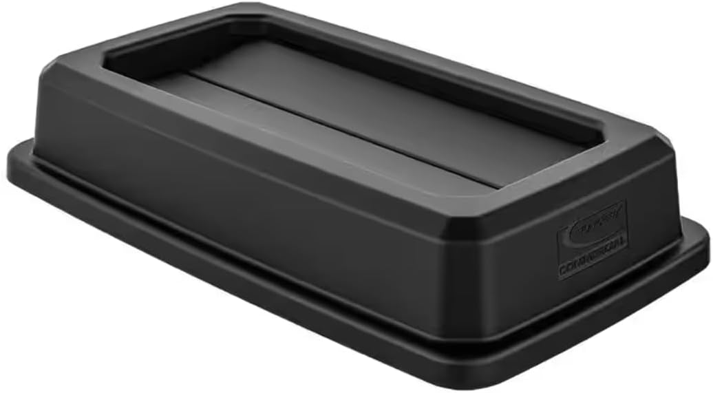 Double Flip Top Trash Can Lid in Sleek Black BS91910