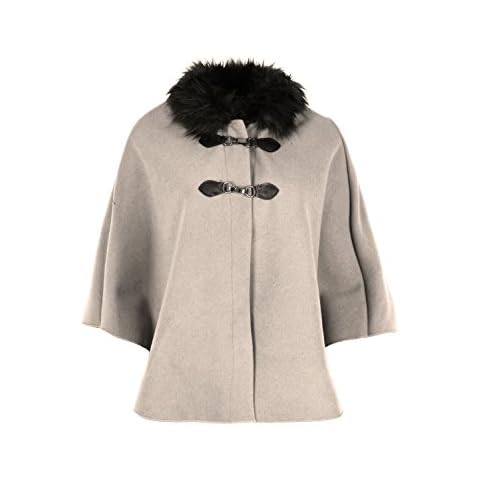 Women's Fleece Cape Cardigan with Faux Fur Collar Cover
