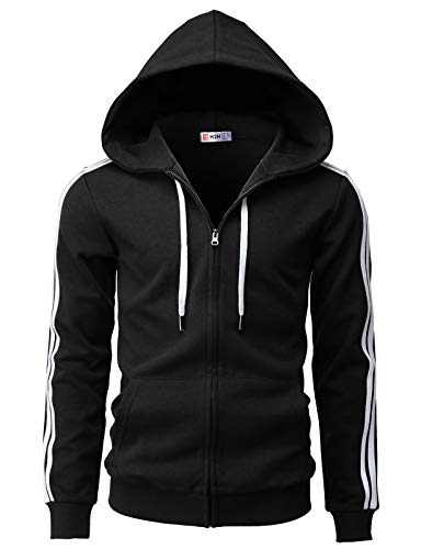 H2H Mens Fashion Slim Fit Hoodie Jacket Active Wear Outdoor Long Sleeve Black US L/Asia XL (CMOHOL067)