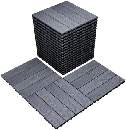 Feilingwood Composite WPC Decking Tiles-FSC Eco Friendly Outdoor Deck Tiles, All Weather Waterproof Patio Flooring Decking, Easy DIY Deck Tiles Ideal for Patios, Balconies, Rooftops (Star Gray)
