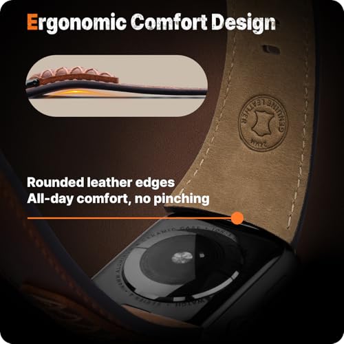 Image of Fullmosa Top Grain Vintage Leather Strap Compatible for Apple Watch | Ultra3 /2 /1 49mm 46mm 45mm 44mm 42mm (NO WATCH) Premium Leather Band for iWatch SE3 /2 /1 series 11 10 9 8 7 6 5 4 3 2 1 Men