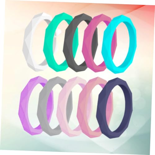 Anillos de silicona unisex tipo geométrico juego x10 miniatura 4