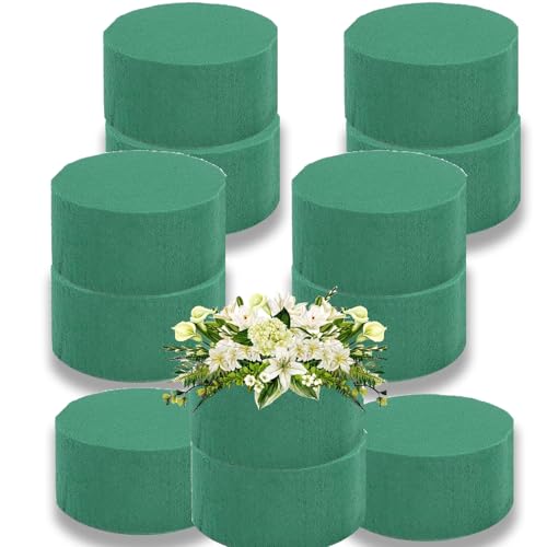 BRITECO 12PCS Floral Foam Round - Foam Blocks for Fresh & Artificial Flower Arrangements, DIY Wet Foam for Weddings & Home Decor
