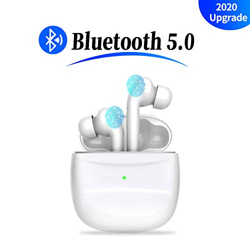 Bluetooth headphones, ATETION wireless headphones in ear TWS Bluetooth 5.0 headset noise canceling earphones with microphone and portable charging case