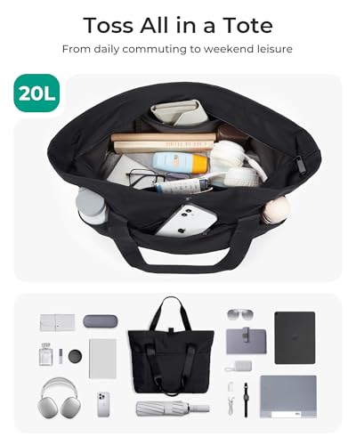 Image of BAGSMART Tote Bag for Women, Foldable Tote Bag With Zipper Travel Shoulder Bag Handbag for Work