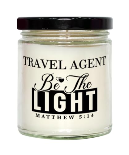 Bible Verse Travel Agent Candle,Christmas Gifts for Travel Agent Be The Light Mattew 5:14 Gifts for Women Coworker Travel Agent Birthday Candle Christmas Gifts, Housewarming, Soy Wax, Scented, Decor