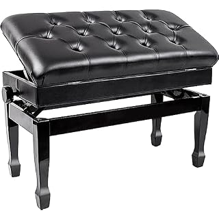 Yisss Tabouret Piano,Banquette Piano Banc Tabouret de Piano Duo de Luxe avec Banc de Piano en Cuir véritable avec Compartiment à Musique, Levage Automatique hydraulique (Null Black) - Les Beatles, Paul McCartney, John Lennon, RIngo Starr, George Harrison