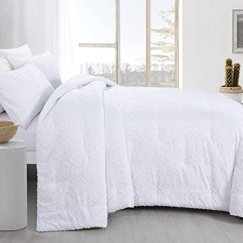 Hombys Oversized King Boho Comforter Set 120X120, Tufted Jacquard Geometry Bedding Comforter For King Bed, Shabby Chic Bed Sets With 2 Matching Pillow Cases #TOP2