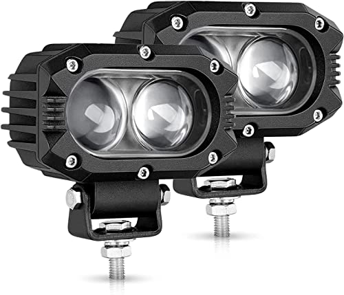 BraveWAY Phare de Travail LED 4 Pouces 80W 9600LM Projecteur Phares Longue Portee Led Moto 4x4 Antibrouillard LED Feux Additionnel Barre pour Moto, Voiture, Tracteur, Camion, SUV, Bâteau, Caravane Cover