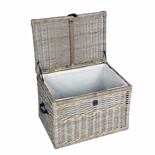 The Basket Lady Deep Wicker Storage Trunk, Large, 24 in L x 17 in W x