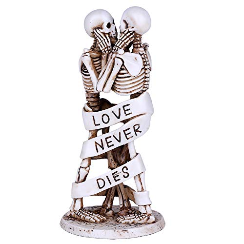 Figurine Couple de Squelette Cadeau Anniversaire Mariage Original Résine Noir
