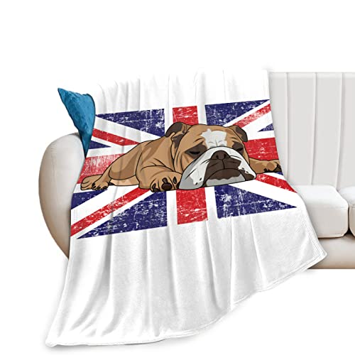 British Bulldog English Bulldog Pattern Flannel Fluffy Full Fleece Luxury Throw Blanket Plush Soft Cozy Quilt Nursery Bedding Decor Bedroom Decorations Wearable 80''X60''(Adults) #TOP6