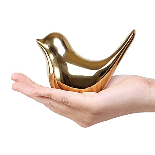 Zoofox Set Of 4 Gold Bird Decor Figurine, Ceramic Small Animal Statues, Home Shelf Decor Furniture Desktop Display For Living Room, Bedroom, Cabinets And Office Desktop (Assorted Sizes) #TOP3