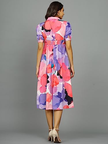 Image of Ravaiyaa - Attitude is everything Womens Soft Crepe Silk Casual Dress Summer Floral Printed Dress Ladies Tank Midi Sundress