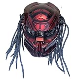 zhvbcrHH Motorradhelm Cool Predator, Motorradhelm, Predator Motorradhelm Vollgesichtsmaske Kohlefaser Iron Man Zöpfe mit LCD-Lichtfransen, DOT/ECE-Zulassung enthalten,E-L