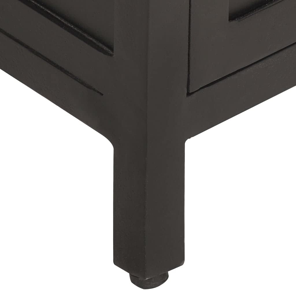 Industrial Style Sideboard with Solid Mango Wood and Powder-Coated Iron Frame, 23.6x13.8x30.7 Inches, Black, 2 Spacious Compartments, Includes Mounting Kit for Secure Wall