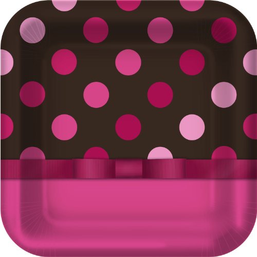 Hallmark Pink and Chocolate Dinner Plates - 8 ct