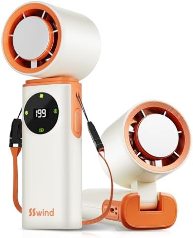 6000mAh Portable Handheld Fan with Ice Cooling, 199 Levels Steple...
