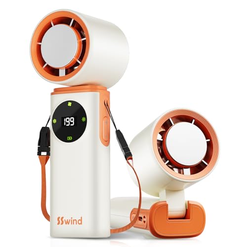 SSWind 6000mAh Portable Handheld Fan with Ice Cooling, 199 Levels Stepless Speed, 20H Long Battery...