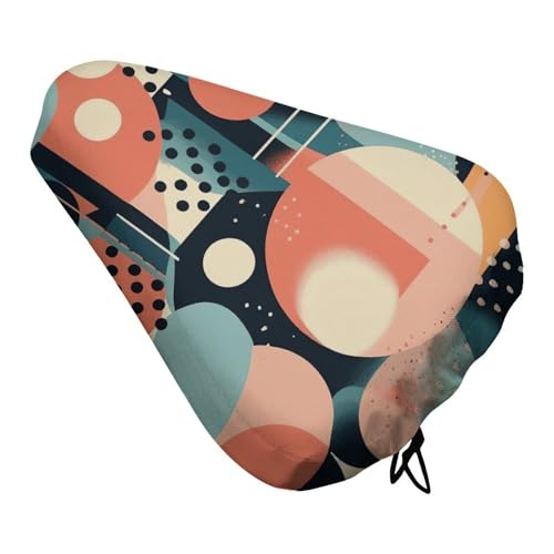Abstract Shape Style Bike Seat Cover for Men Women, Waterproof & Dustproof Bike Seat Cushion with Drawstring, Adjustable Bicycle Saddle Cover for Or Rain & Sun Protection