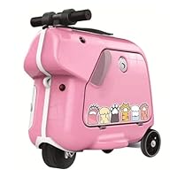 Asiwnshw Kids Ride On Suitcase Children's Electric Luggage Box Carry-on Tollder Luggage w/Wheels Suitcase to Kids Smart Riding Box Travel Boarding Toy Sitting Trolley Case Aged 3-6 Years Old(Pink)