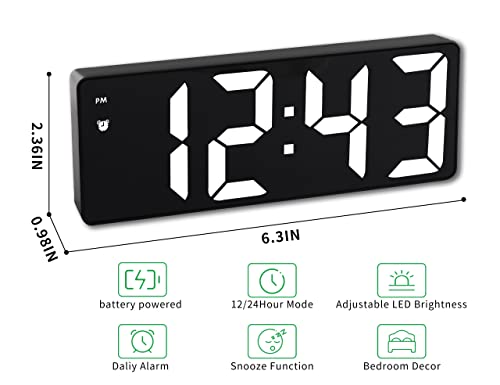 Iojbki Digital Alarm Clock For Bedroom,Mirror Surface Led Electronic Clocks,Adjustable Brightness, Snooze Model,Voice Control,12/24H Display,Alarm Clock For Kids,Office,Table,Nightstand #TOP3