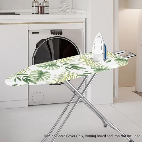 Image of Hawaii Leaf Printed Ironing Board Cover 15X54 inch - Stain-Resistant, Standard Size Iron Board Cover with Hook and Loop Elastic Edge Easy to Install, Heatproof