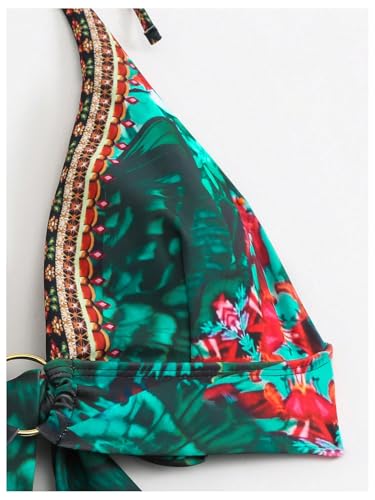 SOLY HUX Bikini Sets for Women Floral Print Halter Bathing Suit Tie Back Boho Vacation Two Piece Swimsuit4