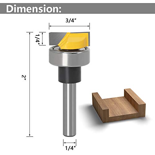 Yakamoz 1/4 Inch Shank Template Router Bit Bearing Flush Trim Hinge Mortising Plunge Router Cutter Woodworking Milling Tool #TOP1