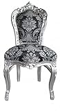 Largeur: 50 cm Casa Padrino Chaise dîner Baroque sans accoudoirs Motif Noir/Argent - Meubles