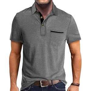 Mens Fashion Polo Shirts Cotton Classic Long Sleev...