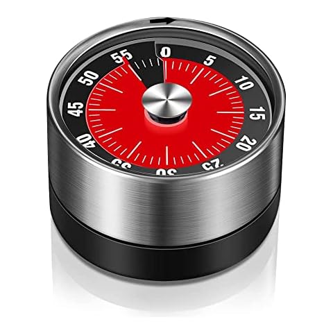 Jognee Kitchen Timer, Visual Timer Magnetic Timer Stainless Steel Countdown Timer, Alarm Clock Timer 60-Minute Kitchen Timing Tool with Loud Alarm, for Cooking Learning Baking (Black) Cover