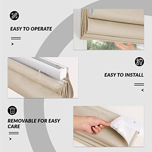 Homeydecor Blackout Fabric Roman Shades Window Blinds And Room Darkening Shades,Uv Blocking, Thermal Insulated, Cordless And Easy To Pull Down (Energy Efficient& Privacy Protection) Beige 23W X64H #TOP3